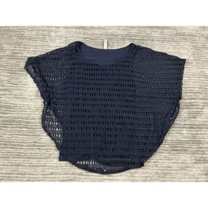 PerSeption Concept Top Womens Medium Blue Open Knit Overlay Casual